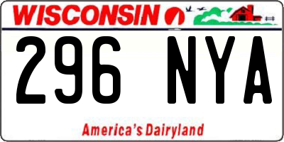 WI license plate 296NYA