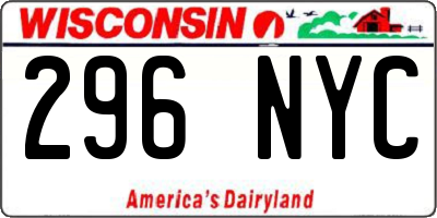 WI license plate 296NYC