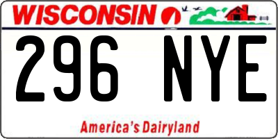 WI license plate 296NYE