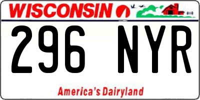 WI license plate 296NYR