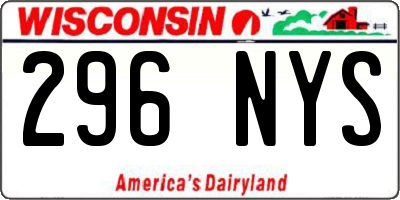 WI license plate 296NYS