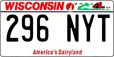 WI license plate 296NYT