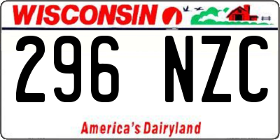 WI license plate 296NZC