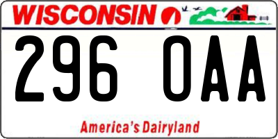 WI license plate 296OAA
