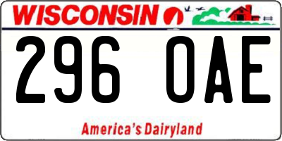 WI license plate 296OAE
