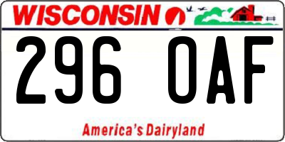 WI license plate 296OAF
