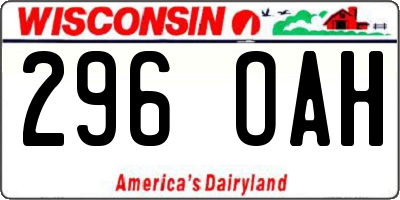 WI license plate 296OAH