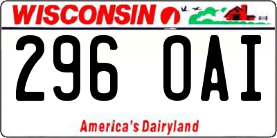WI license plate 296OAI