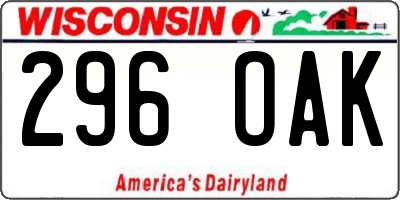 WI license plate 296OAK