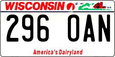 WI license plate 296OAN