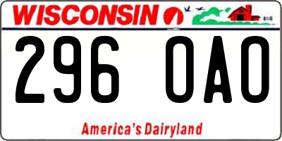 WI license plate 296OAO