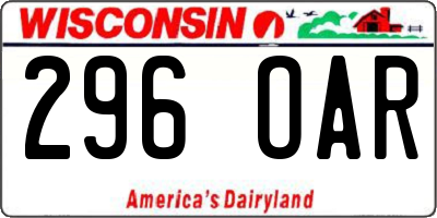 WI license plate 296OAR