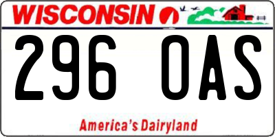 WI license plate 296OAS