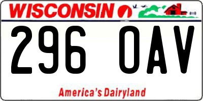 WI license plate 296OAV