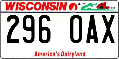 WI license plate 296OAX