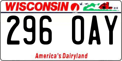 WI license plate 296OAY
