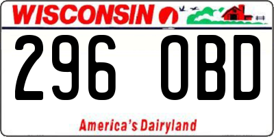 WI license plate 296OBD