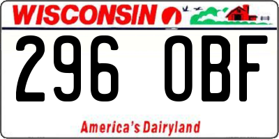 WI license plate 296OBF