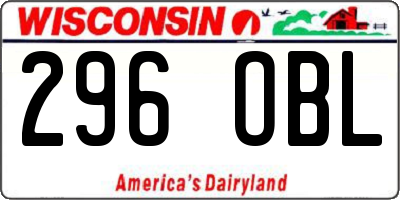 WI license plate 296OBL