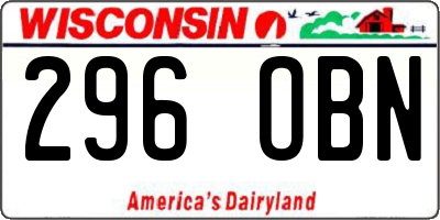 WI license plate 296OBN