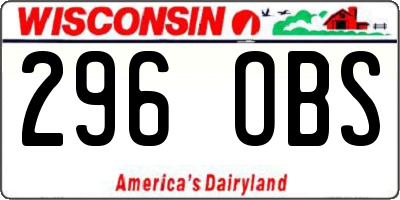 WI license plate 296OBS