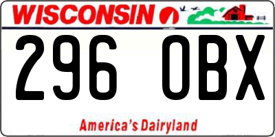 WI license plate 296OBX
