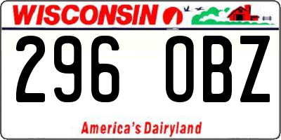 WI license plate 296OBZ