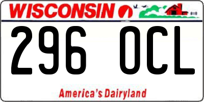 WI license plate 296OCL