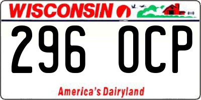 WI license plate 296OCP