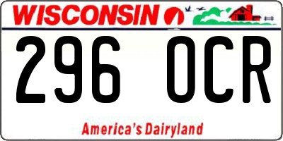WI license plate 296OCR