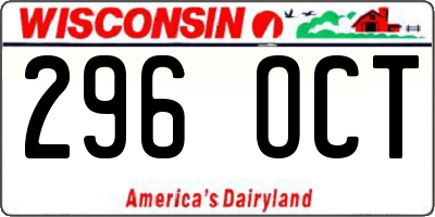 WI license plate 296OCT
