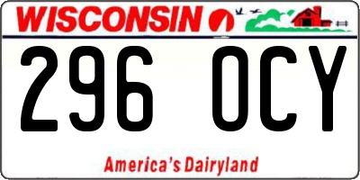 WI license plate 296OCY