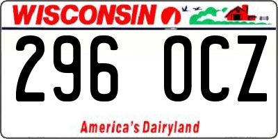 WI license plate 296OCZ