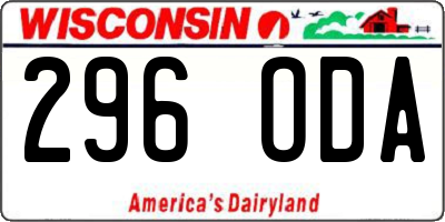 WI license plate 296ODA