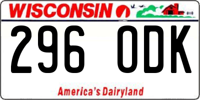 WI license plate 296ODK