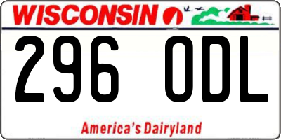 WI license plate 296ODL