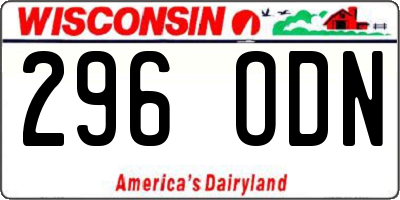 WI license plate 296ODN