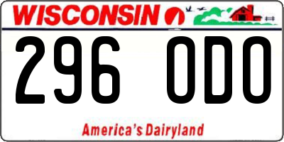 WI license plate 296ODO