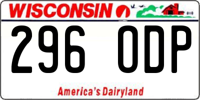 WI license plate 296ODP