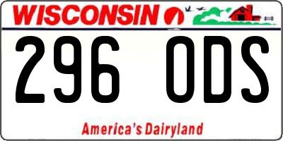 WI license plate 296ODS