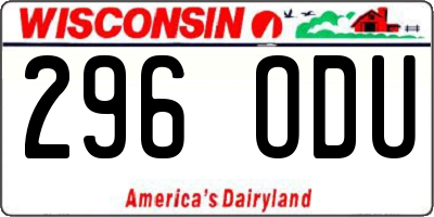 WI license plate 296ODU