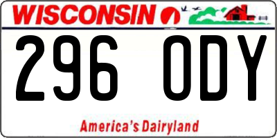 WI license plate 296ODY