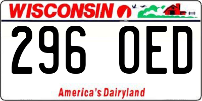 WI license plate 296OED