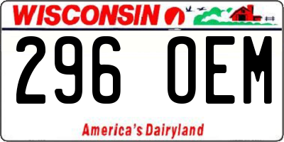 WI license plate 296OEM