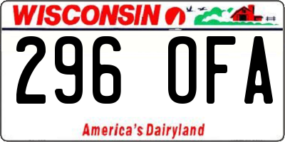 WI license plate 296OFA