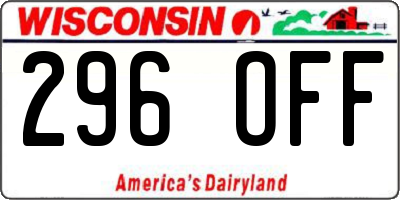 WI license plate 296OFF