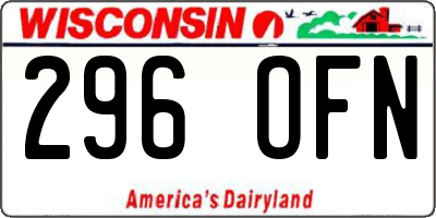 WI license plate 296OFN
