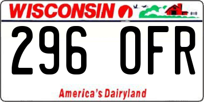 WI license plate 296OFR