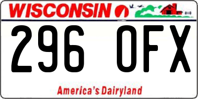WI license plate 296OFX