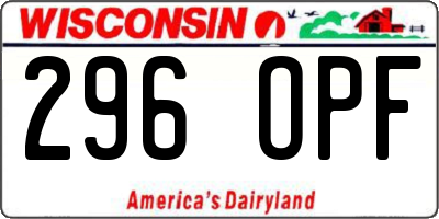 WI license plate 296OPF